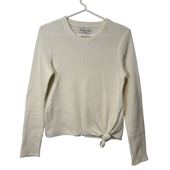 Madewell Texture & Thread Women's Long Sleeved Tie Front Ribbed Shirt Top‎ Small - Picture 1 of 5